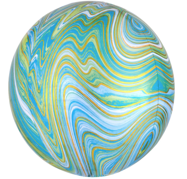 XL Folienballon Orbz - Kugel, marblez grün - ø 40cm